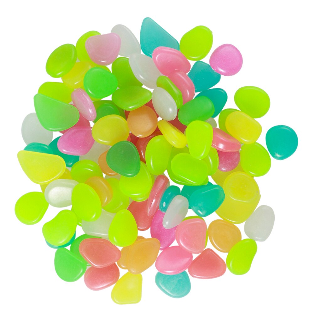 100 stuks lichtgevende keien, kiezelstenen, gloeiend in het donker voor aquarium, aquarium, grinddecoraties voor de tuin (blauw): Maat 1