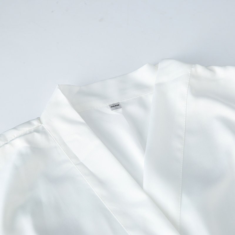 YUXINBRIDAL Dusty Blue Matt Satin Lace Robe with Trim Gown Bridal Wedding Bride Robes Bridesmaid Kimono Robe Bridal Robes