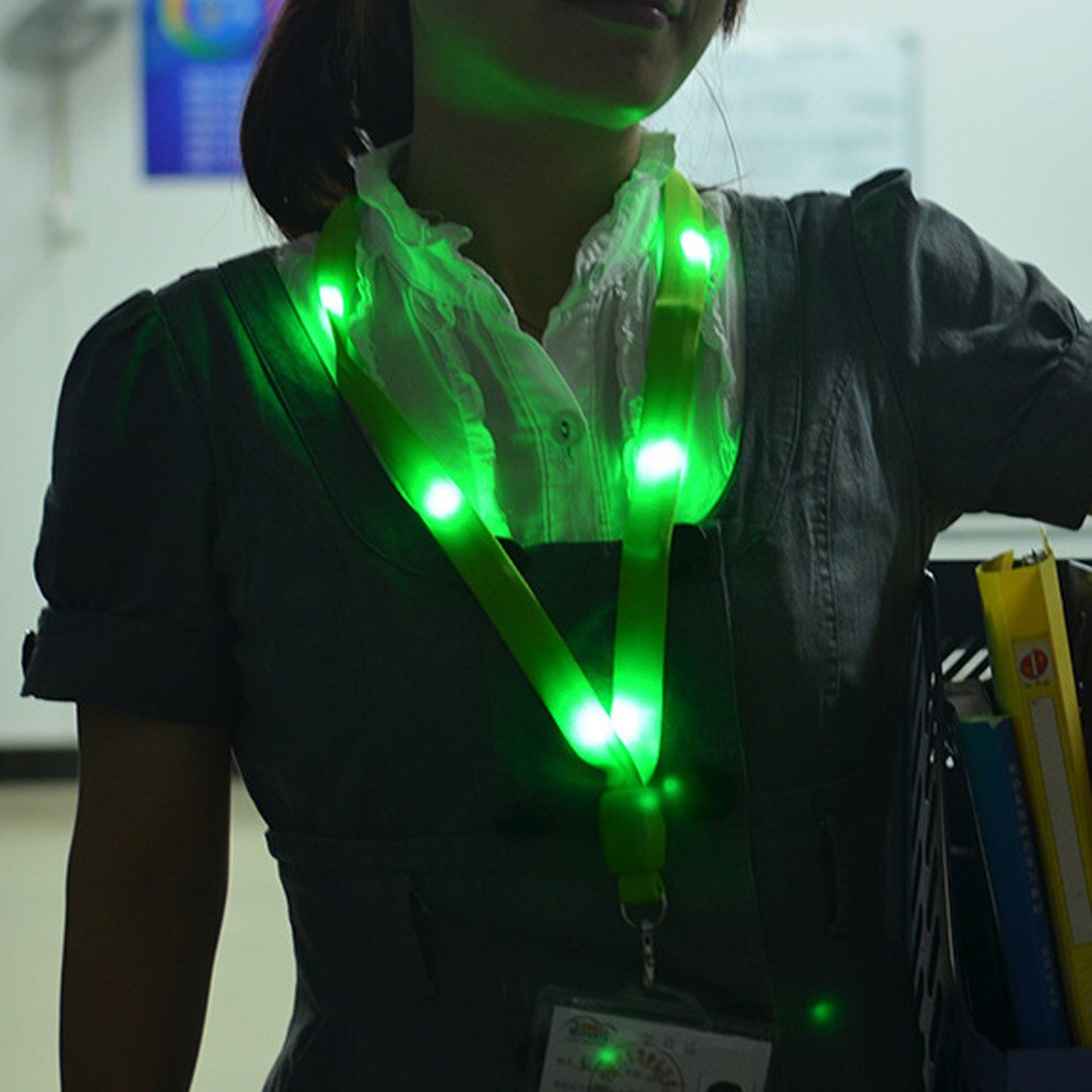 Led Light Up Neck Strap Band Lanyard Sleutelhanger Id Badge Opknoping Kant Touw