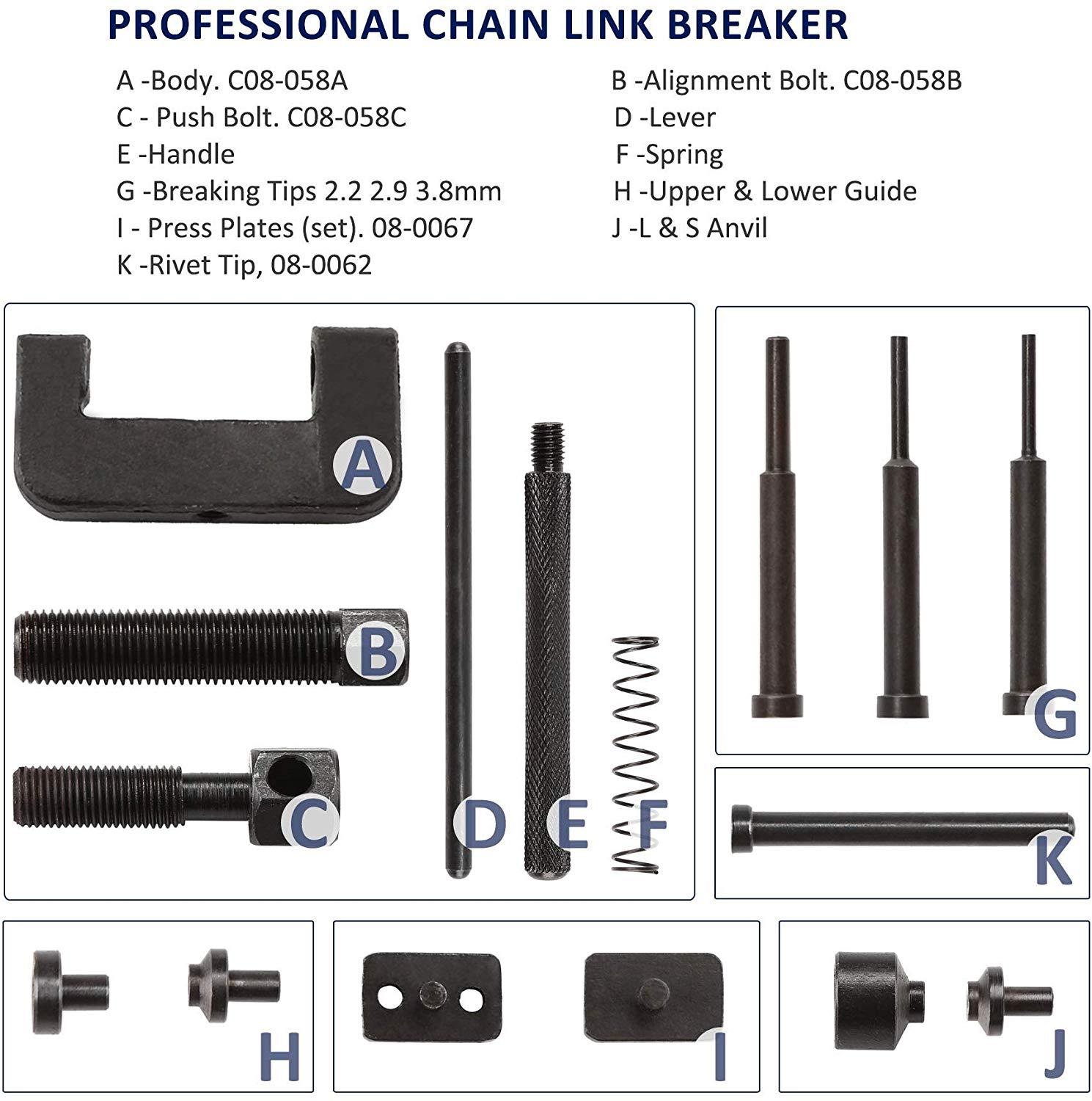 13pcs Chain Breaker Riveting Tool Cutter OHV Cam Drive Motorcycle Link Separator