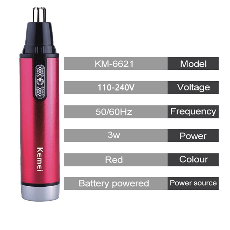 2in1 nose hair trimmer beard trimer for men eyebrow, face, nose trimmer for ear cleaner and ear hair removal AA battery powered