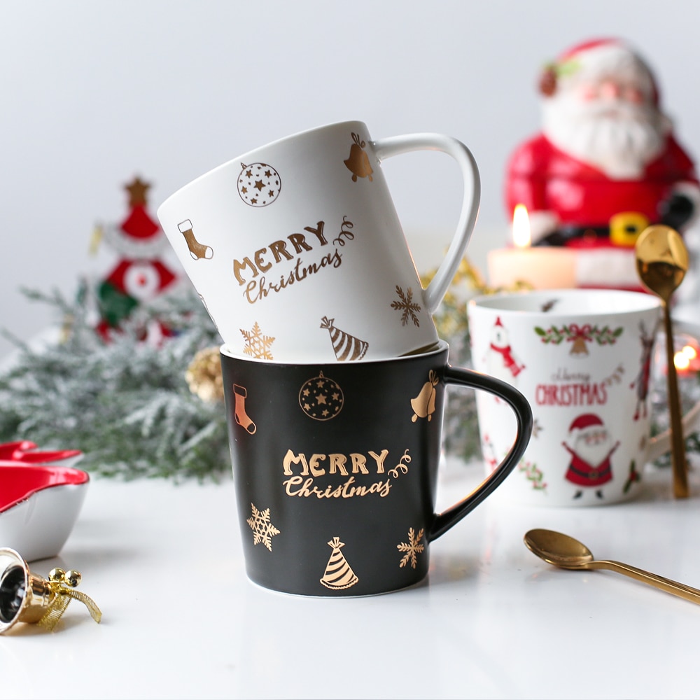 Christmas Coffee Mugs 500ml Large Capacity Christmas Ceramic Milk Tea Cup Drinking Water Bottle