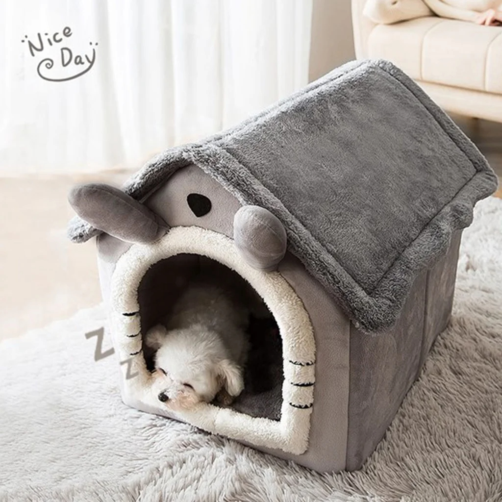 Casas plegables para perros y gatos pequeños y medianos, colchones, productos para mascotas, cestas para cachorros, perillas de invierno.: S / Blanco