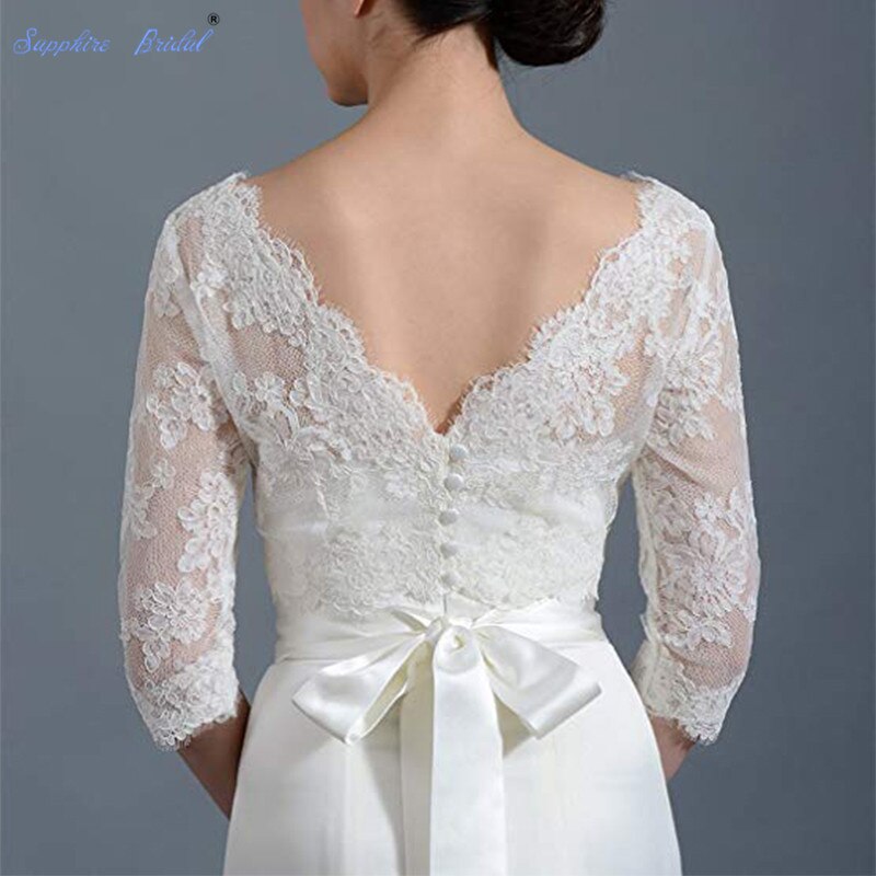 Saphir Braut frauen Spitze wickelt Hochzeit Braut Bolero Jacke