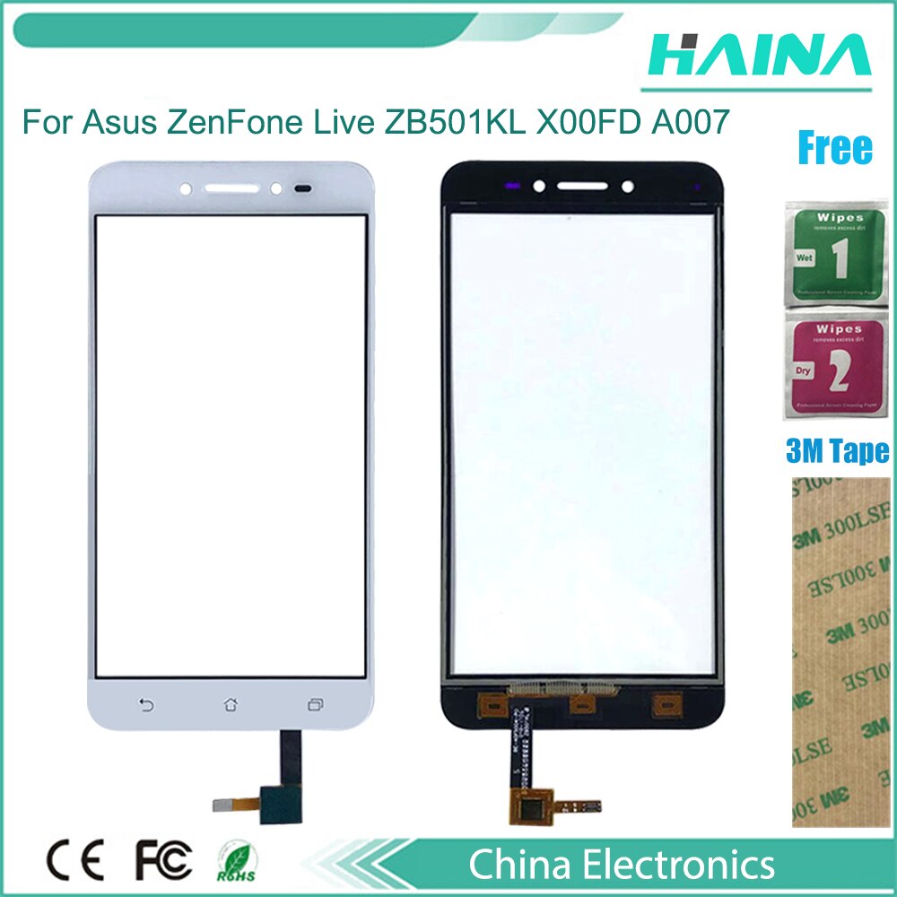 10 Pcs Met Touch Screen Panel Voor Glas Voor Asus Zenfone Live ZB501KL X00FD A007 Touchscreen Touchpad Met 3M sticker
