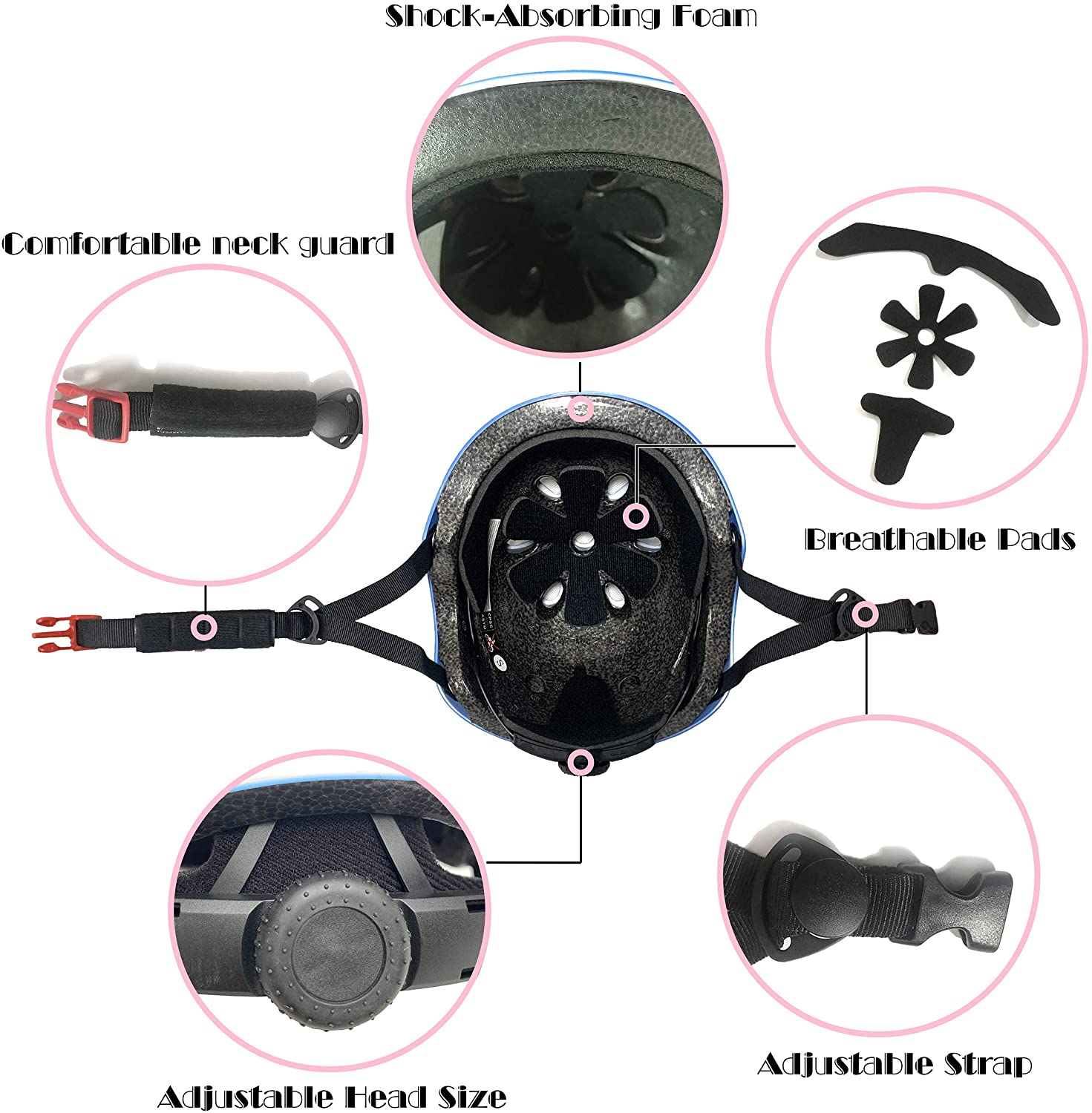 Outdoor Sports Protective Gear Set Boys Girls Cycling Helmet Safety Pads Set [Knee&Elbow Pads and Wrist Guards] for Roller Scoot