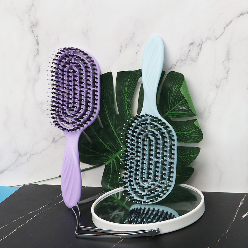 Javali Cabelo Escova de Cerdas, Anti-Static Massagem Comb, Estilo do couro cabeludo, Detangling, oco Out, Nylon Pente Dentes, Air Bag