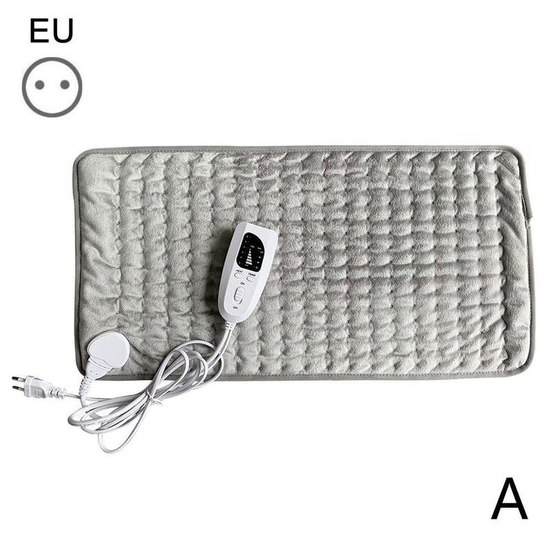 Manta eléctrica pequeña de 60x30cm para terapia, almohadilla de calefacción eléctrica, puede aliviar el dolor, color gris plata, 120-240V, especificaciones US, EU, AU y UK: Silver gray EU