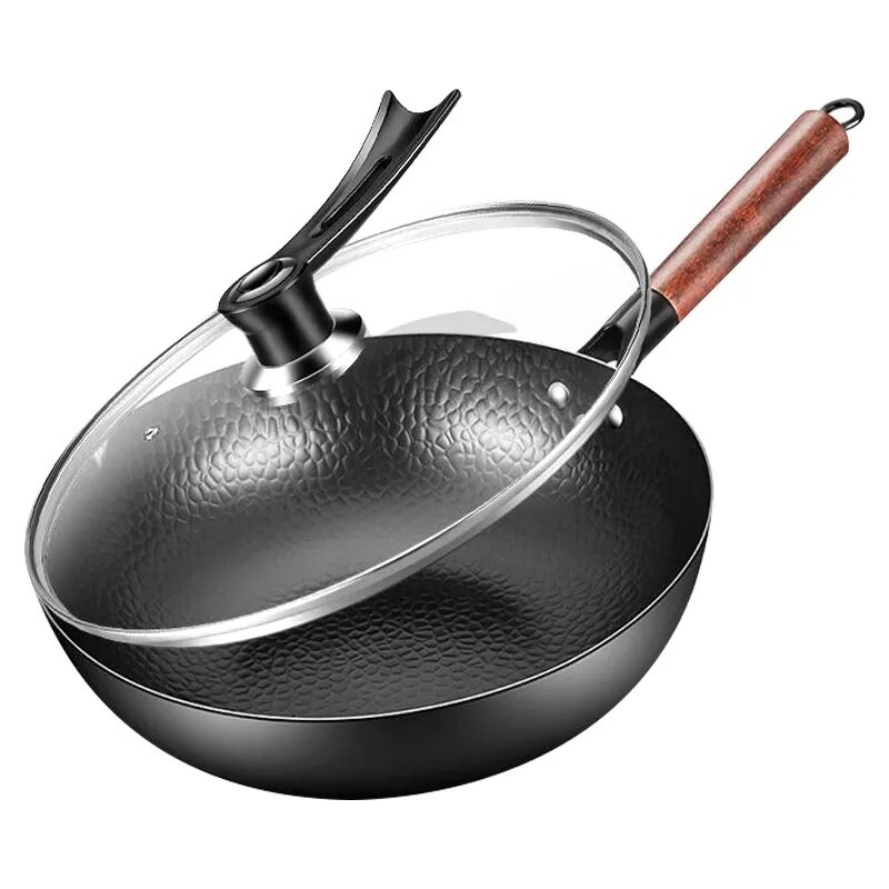 Iron Non-Coating Pot Cast Iron Pan General Use for Gas and Induction Cooker Chinese Wok Cookware Pan Kitchen Tools Wok Burner