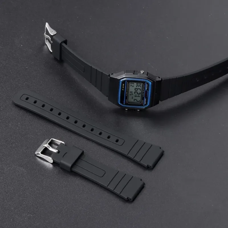 Siliconen Horlogeband voor Casio F-91W W-800H 18mm voor W800H SGW400 F84 F105/108 A158/168 AE1200/1300 heren Sport Rubberen Armbanden