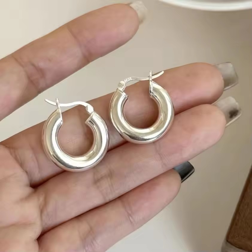 VENTFILLE-Boucles d'Oreilles Géométriques Incurvées en Argent Sterling 925, Bijoux en Forme de S, Bergame, Rétro, Unique, pour Femme et Fille, Directe: Rose