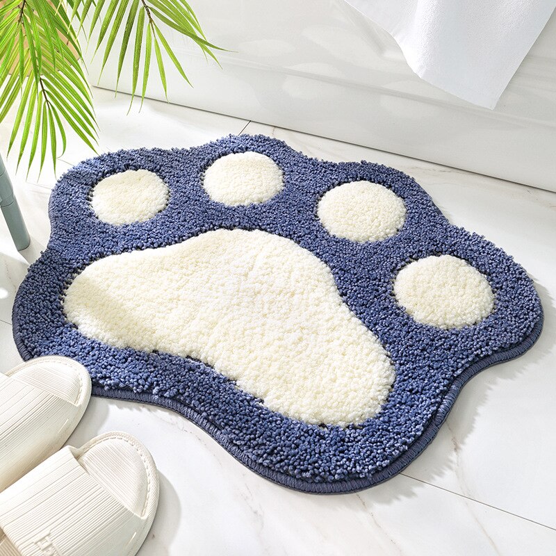 Tegneserie fodform bademåtte badeværelsesdør absorberende fodmåtte skridsikker mikrofiber badeværelsestæppe maskinvaskbart badetæppe: Blå