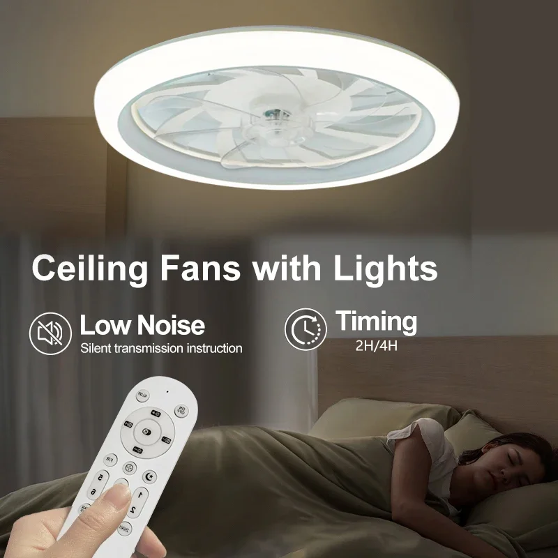 Takvifte med led-lys og fjernkontroll, elektrisk viftelampe, dimming med , 6- hastigheter, stue, taklampe til soverommet