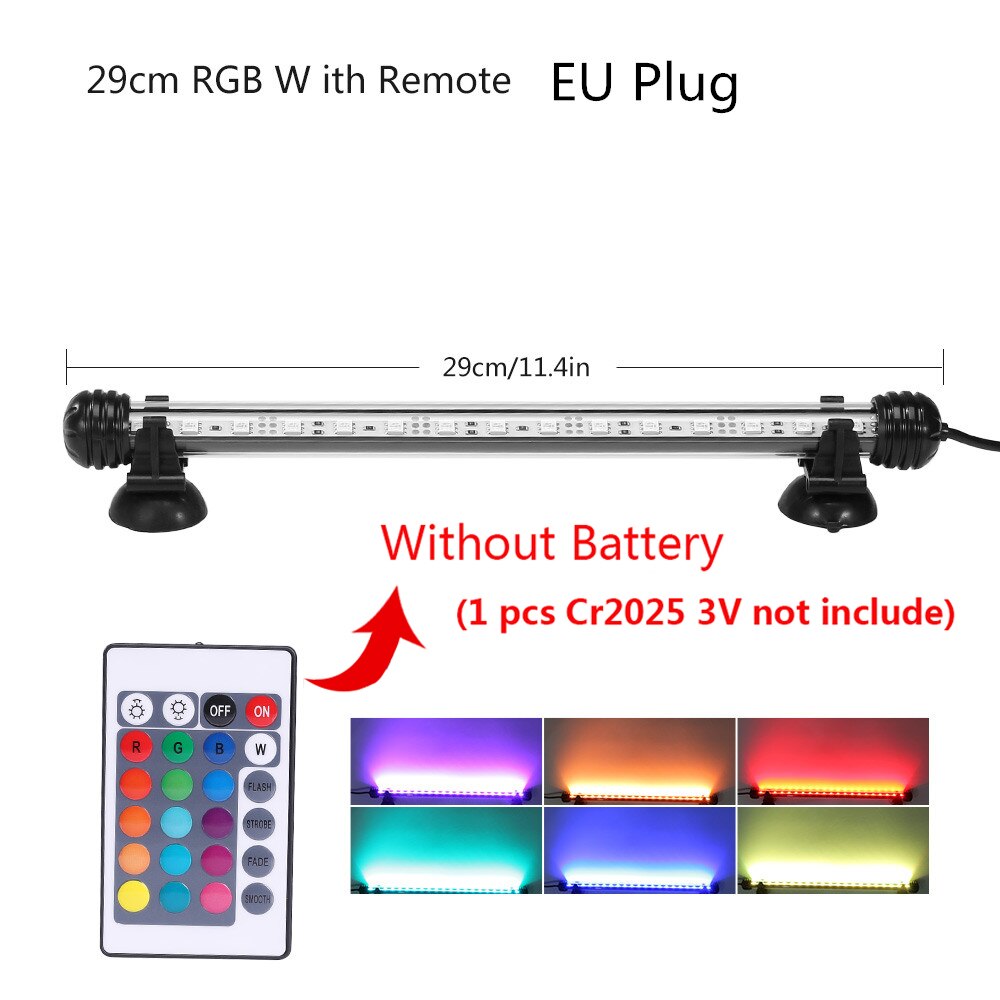 RGB Aquarium licht 18-59cm fernbedienung tauchen lampe Bunte lampe 90-260v lampe für pflanzen fisch tank ätherisches Amphibien verwenden: 29cm RGB With Remote