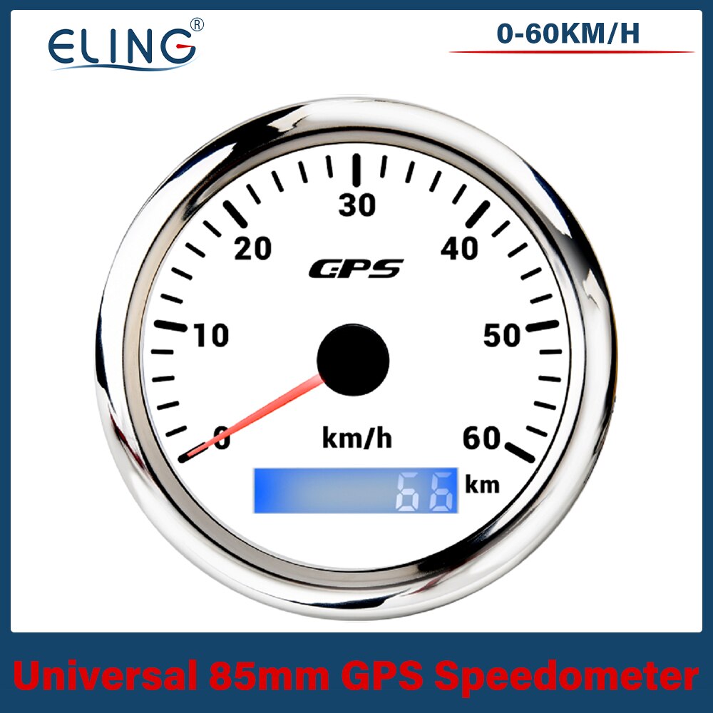 Velocímetro universal 30/60/120/200 km/h 30/60/80/120/160/200mph de eling de 85mm gps com luz de fundo de 7 cores da antena de gps para o carro do barco