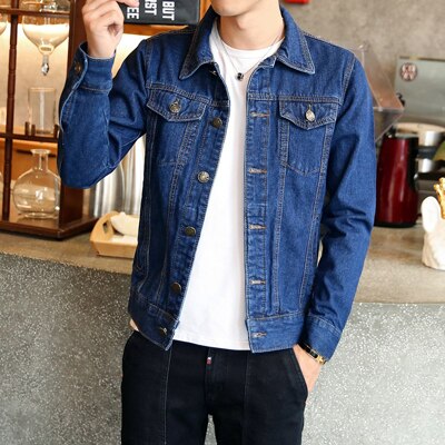 Pevsn Lente Herfst Heren Denim Jas Heren Trendy Bomber Dunne Ripped Denim Jas Mannelijke Cowboy Jeans Jassen 4XL, TA341: Dark Blue / M