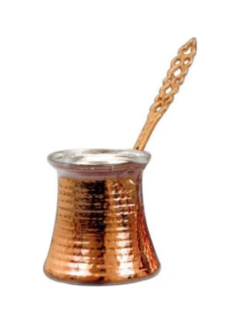 Hand Gehämmert Kupfer Türkischen Kaffee Topf, ein Krug Vintage Jazzva, Briki Messing Griff: 4 Cups
