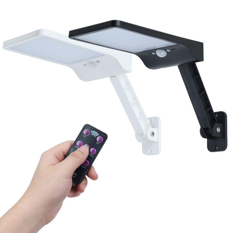 Remote Control Solar Powered PIR Motion Sensor LED Security Wall Light Outdoor Gate Garden Lamp 3 Mode Waterproof with Bracket