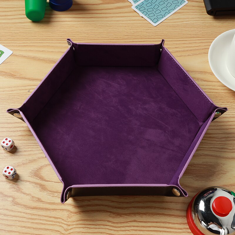 23 x 23cm pu läder fällbar sexkant tärning fack klubben tärningar förvaringsfack nyckel skrivbord förvaringslåda förvaringslåda med 9 färger: Plommon