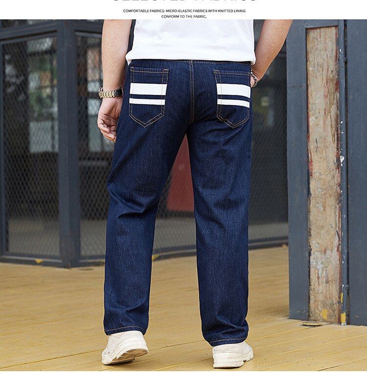 Plus size mænd jeans slanke lange bukser 8xl 4xl 6xl 48 50 52 stretch jeans til mænd denim jogger hip hop til mænd: Mørkeblå / 46