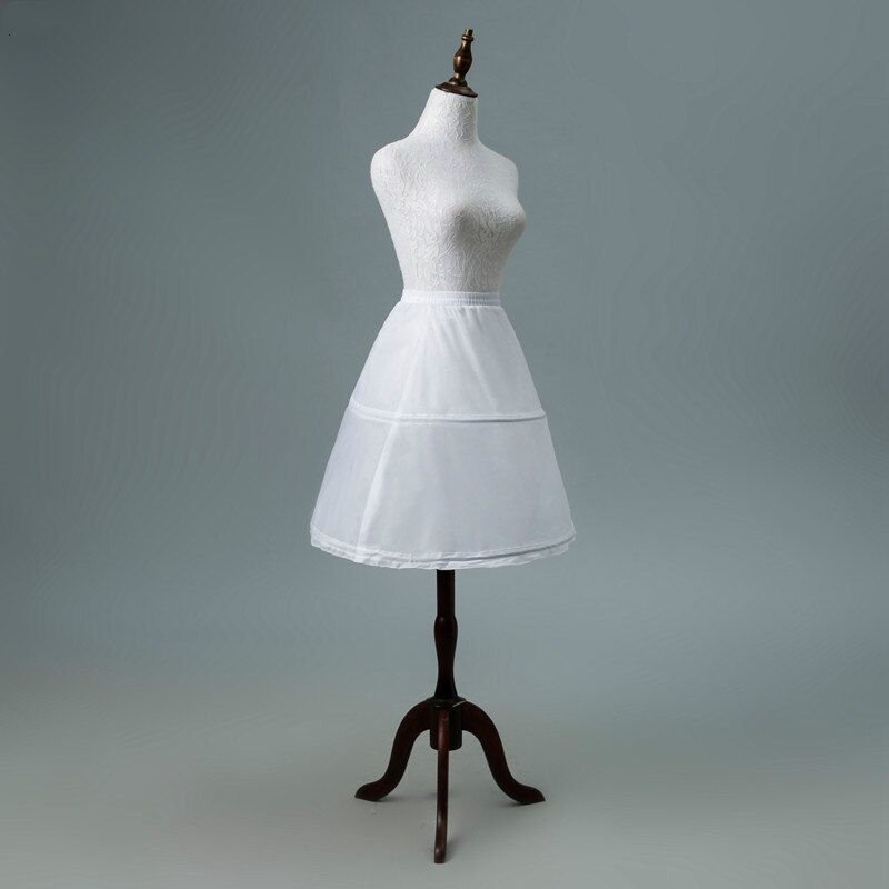 2 Hoops White A Line Long Flower Girl Dress Petticoat Kids Ballet Petticoat Child Crinoline Tutu Skirts Girls Underskirt