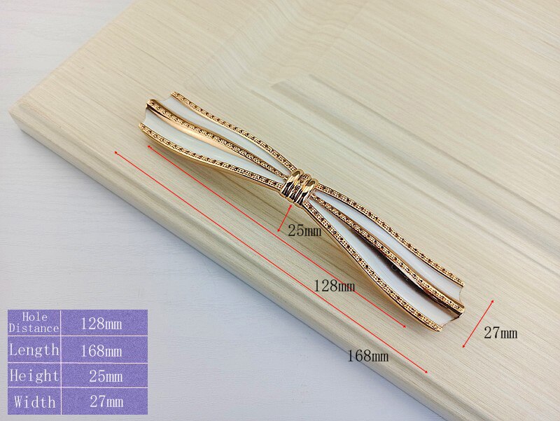 Simple Style Bowknot Handle Furniture Hardware Kitchen Cabinets Door Knobs Drawer Handle For Wardrobe Cupboard Dresser Pulls: Gold-128mm A