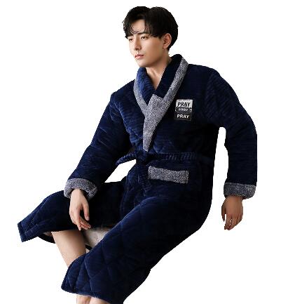 Winter dikke warme heren flanellen kamerjas met lange mouwen, casual, comfortabel en zacht, plus maat l -3xl herenbadjas: Xxxl