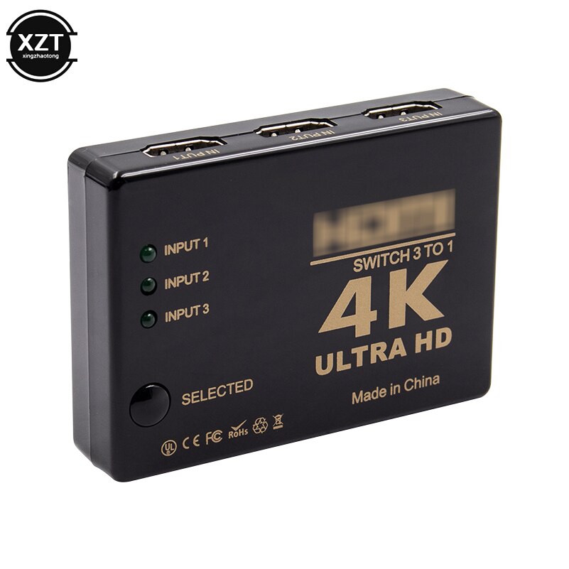 HDMI Switcher 4K HD1080P 3 Port HDMI Switch Selector Video Mini Splitter Voor HDTV DVD TV BOX