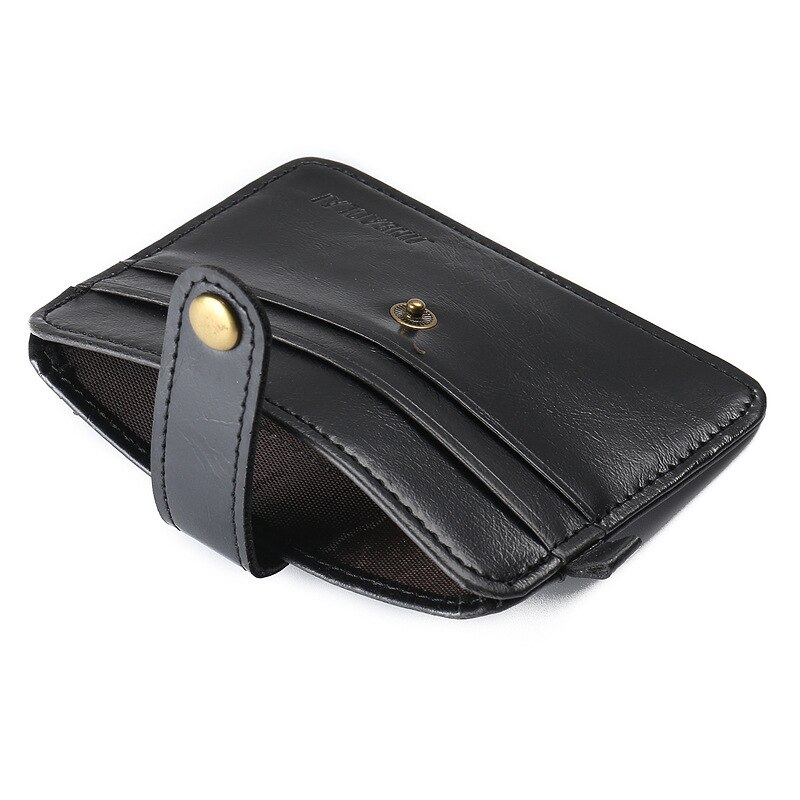 Cartera JINBAOLAI para hombre, Cartera de PU a la , monedero, bolso Retro, tipo Bolsa de tarjeta de crédito, cartera pequeña: Black