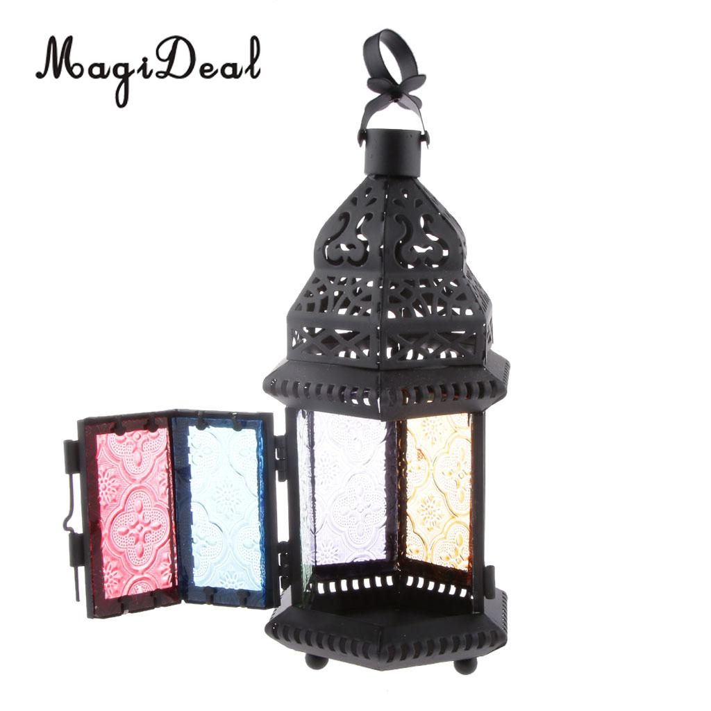 MagiDeal Metal Castle Moroccan Votive Candle Holder Hanging Lantern Home Centerpieces Decor