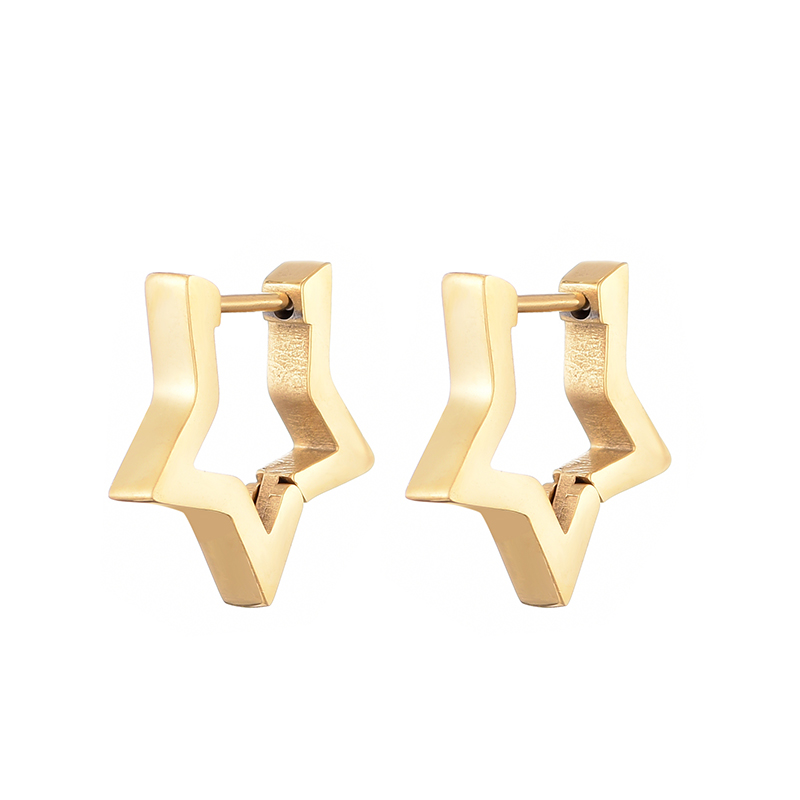 Pendientes de aro de acero inoxidable brillantes para mujeres y hombres, Hip Hop Steapunk, corazón ovalado redondo, Color negro, dorado y plateado, de joyería Huggie: Oro champán
