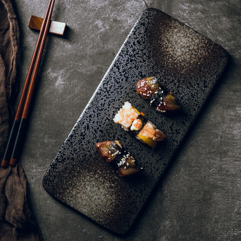 Assiette en céramique de restaurant japonais | Assiette à sushi japonaise de 10 pouces, assiette plate de restaurant japonais, vaisselle japonaise de
