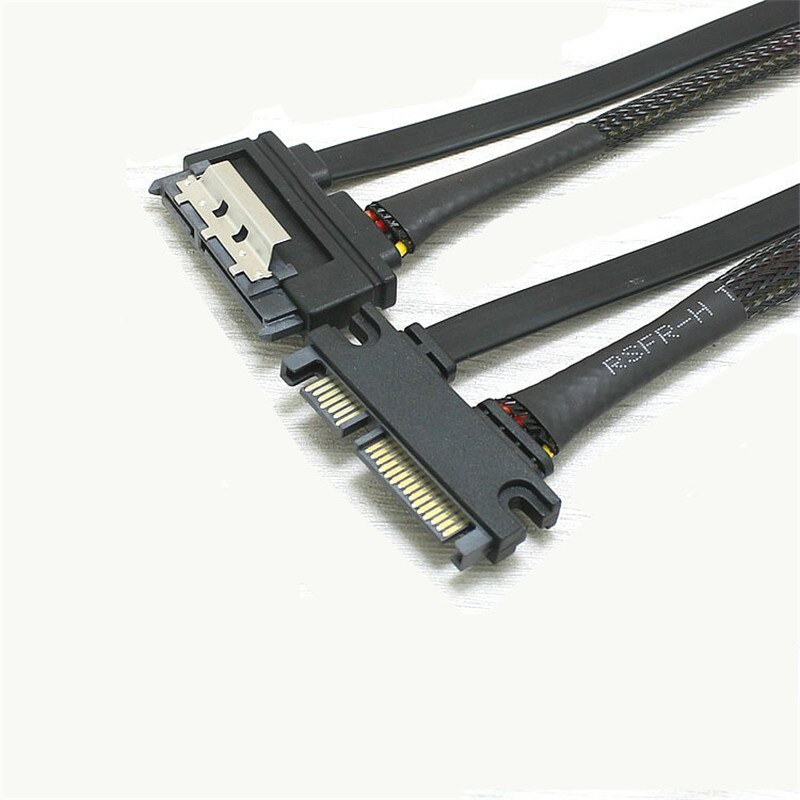 SATA 22 Pin Man-vrouw Sata Verlengkabel SATA 3 III 6 Gb/s 22 Pin Man-vrouw 7 + 15 Pin SATA Data HDD Power: 0.5m / Black
