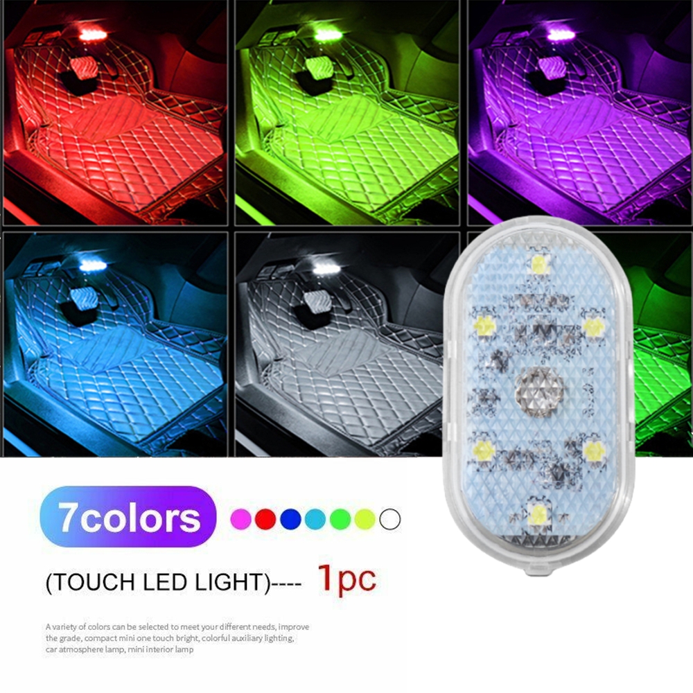 Luz táctil magnética, imanes de techo de mano para coche, lámpara de techo, iluminación interior para coche, luz de lectura nocturna, lámpara de lectura, luces interiores de coche: RGB