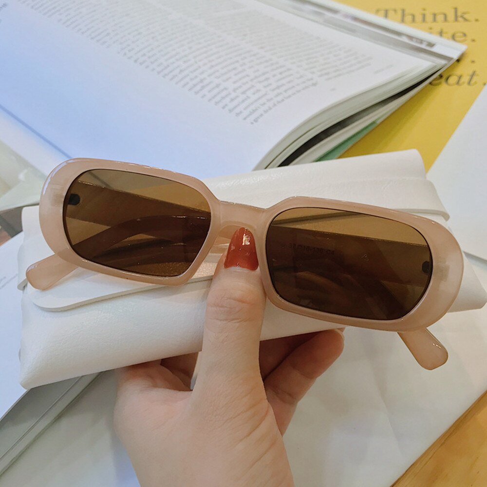retro Sonnenbrille Frauen Oval Sonnenbrille Männer Jahrgang Grün verrotten Brillen Damen Reisen Stil UV400 очки Fahrer Brille: Milch Tee