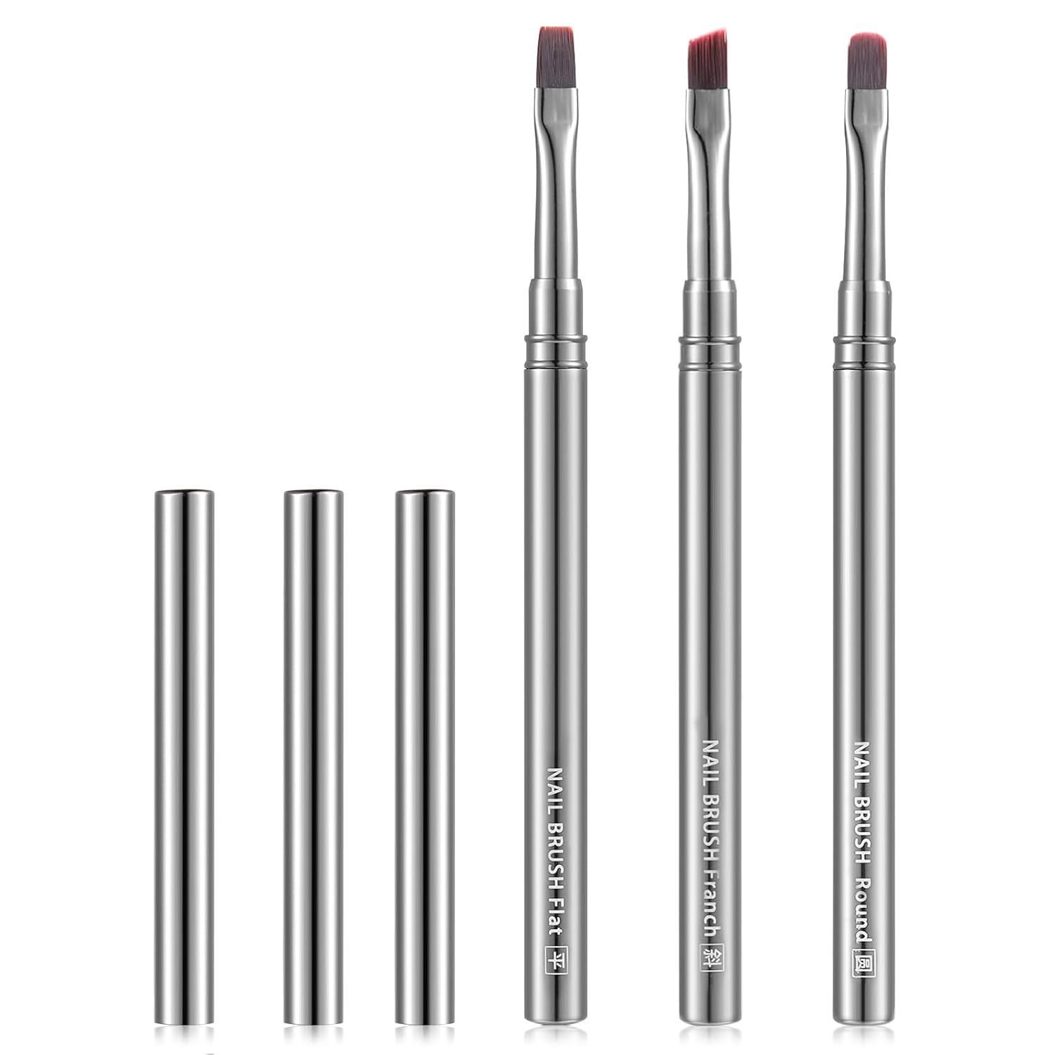 High Precision Nail Art Clean-Up Brush Set - Accurate Mistake Removal and Fingernail Cleaning - Angled and: DEEP BLUE