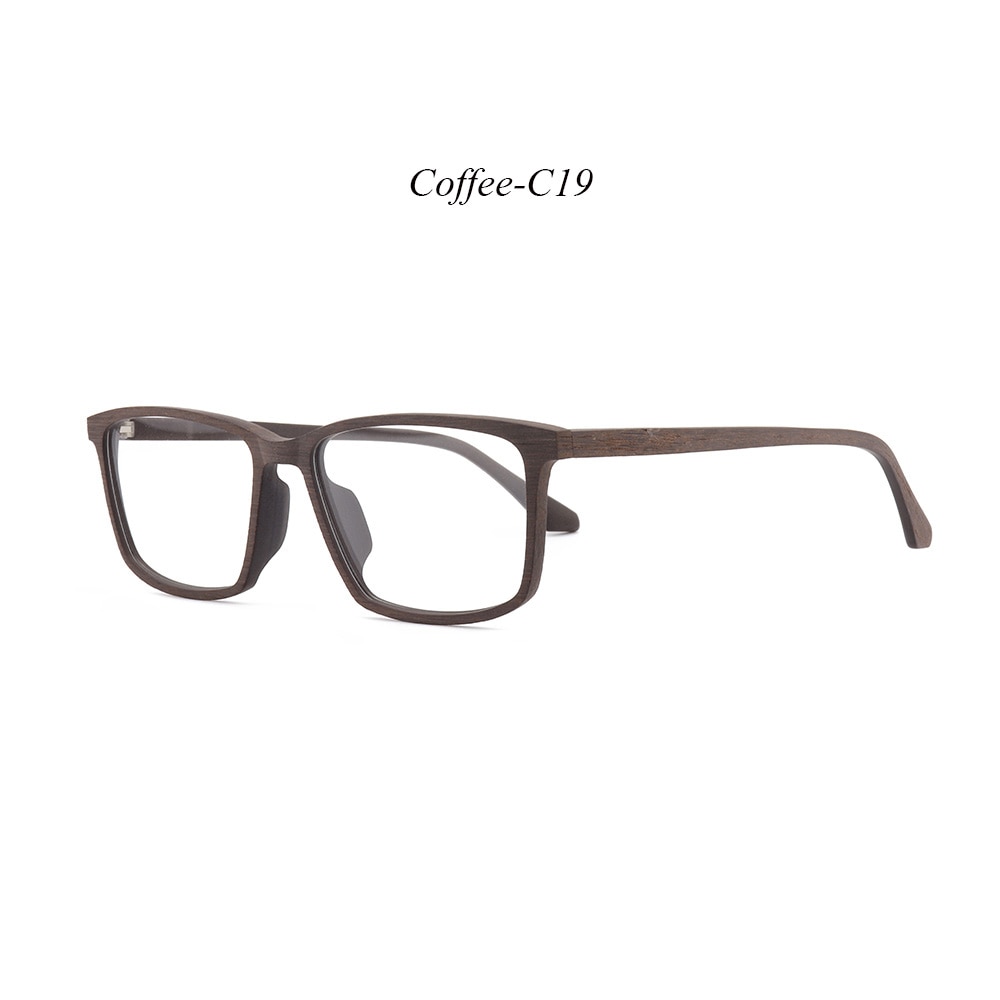HDCRAFTER Wooden Prescription Frame Glasses for Men Optical Myopia Eye Glasses Frame Clear Full Frame Eyeglasses Spectacles: C19