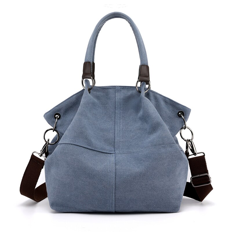 Mode Canvas Vrouwen Tassen Winkelen Vintage Vrouwen Handtassen Grote Capaciteit Vrouwen Schoudertas Casual Tote Bag: blue