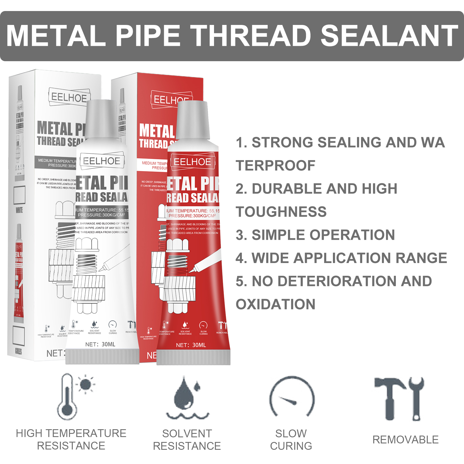30ml Thread Sealant Metal Pipe Thread-Locking Solid Seal Glue Anti-Loosening Thread Locking Agent