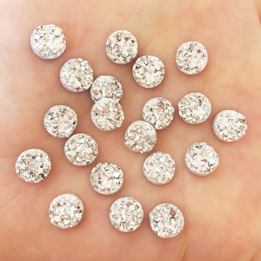 120 pcs AB Resin Bling Onregelmatigheid oppervlak Erts crystal 8mm Ronde plaksteen rhinestone Ornament DIY Wedding applicaties craft SW72 * 3: 2