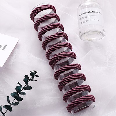10 st grundläggande hårgummiband tjocka sömlösa scrunchies elastiska hårband enfärgad hästsvanshållare pannband håraccessoarer: Röd