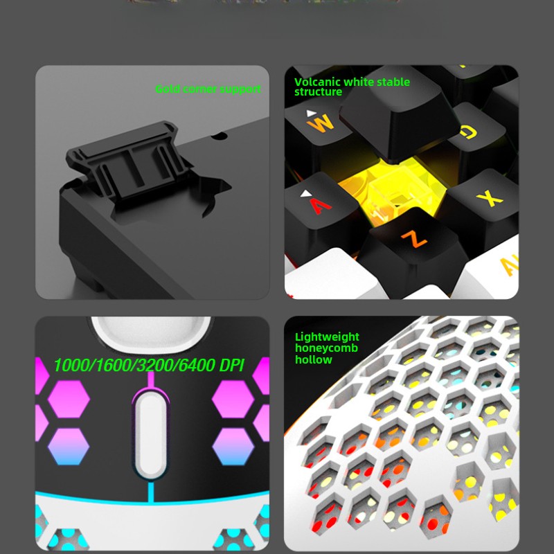 Tastatur- und Maus-Sets 60 % RGB-Gaming mit Tastaturen, Maus-Kombination, PC-Kit, Gamer, Hintergrundbeleuchtung, Mini, 61 Tasten, Computer, kabelgebundenes Set, Tastatur