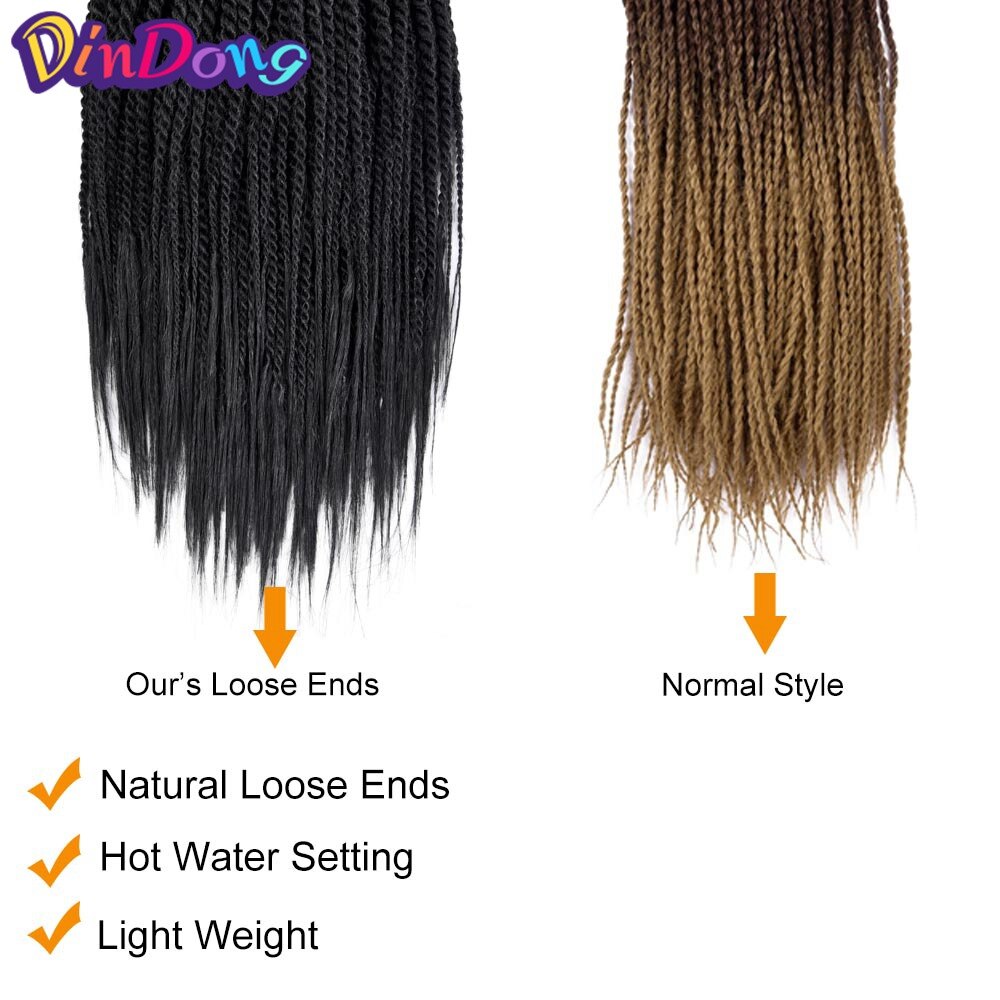 DinDong Senegalese Twist Hair 16'' 18 '' Crochet Braids 4 Pack Synthetic Senegal Braiding Hair 72 roots