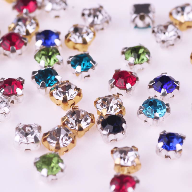 100 stk sten/strass krystal rhinsten glas syet rhinsten til tøj syet på rhinsten på tøj flatback rhinestone: Ti -tz0093