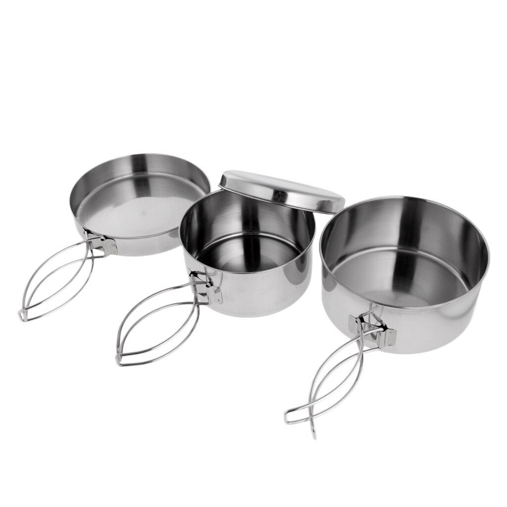 4 in 1 Stainless Steel Outdoor Backpacking Camping Picnic Cookware Cook Set