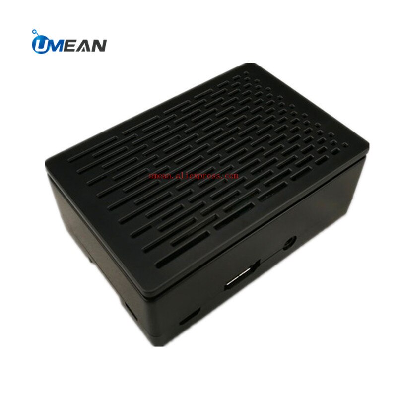Raspberry Pi case support 3.5 inch display box replaceable cover plate mounting fan compatible RPI 3 model B+ ABS Black