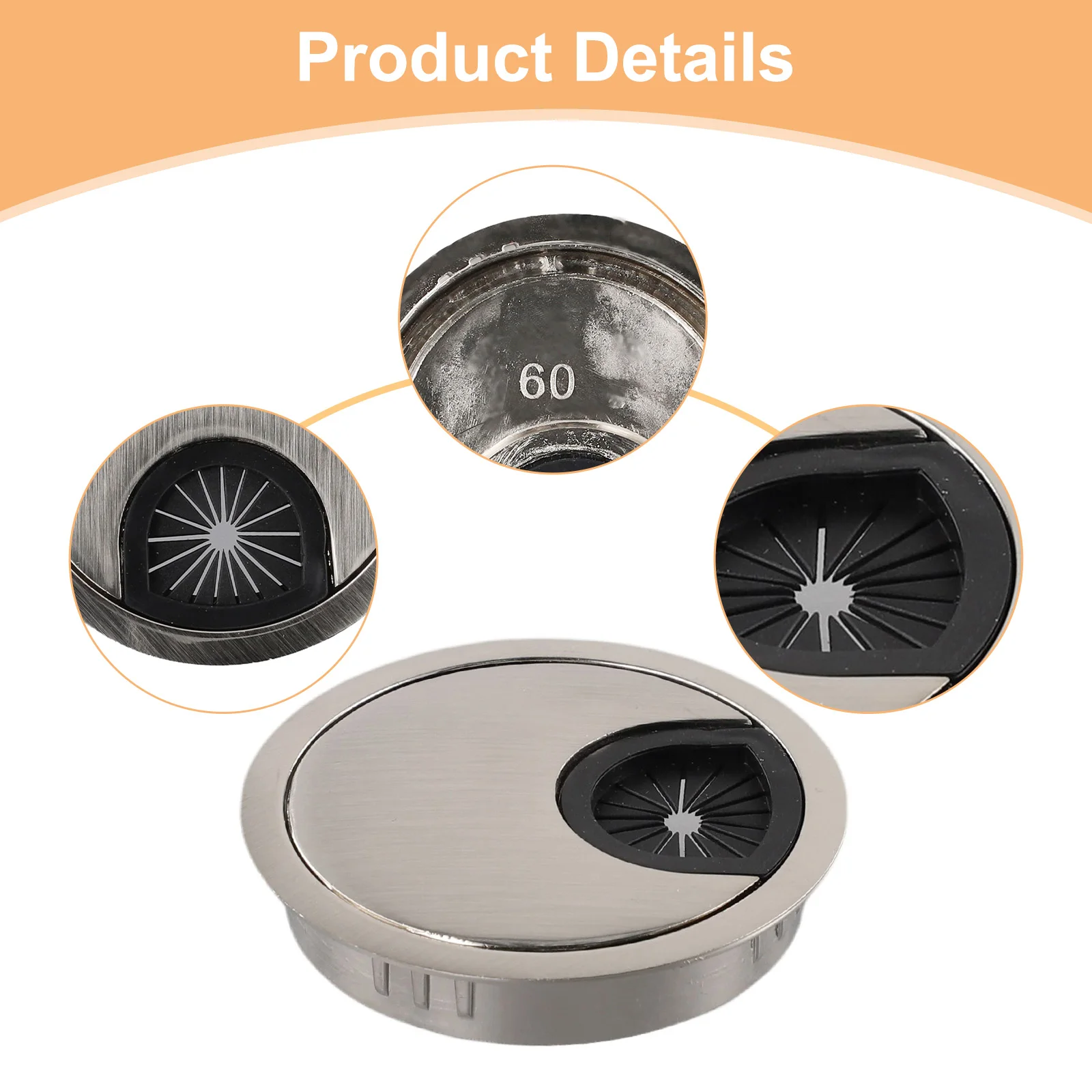 50/53/60mm Desk Cord Grommet Wire Hole Cover Line Outlet Port Threading Box Cover Cable Passing Box Office Table Cable Organizer