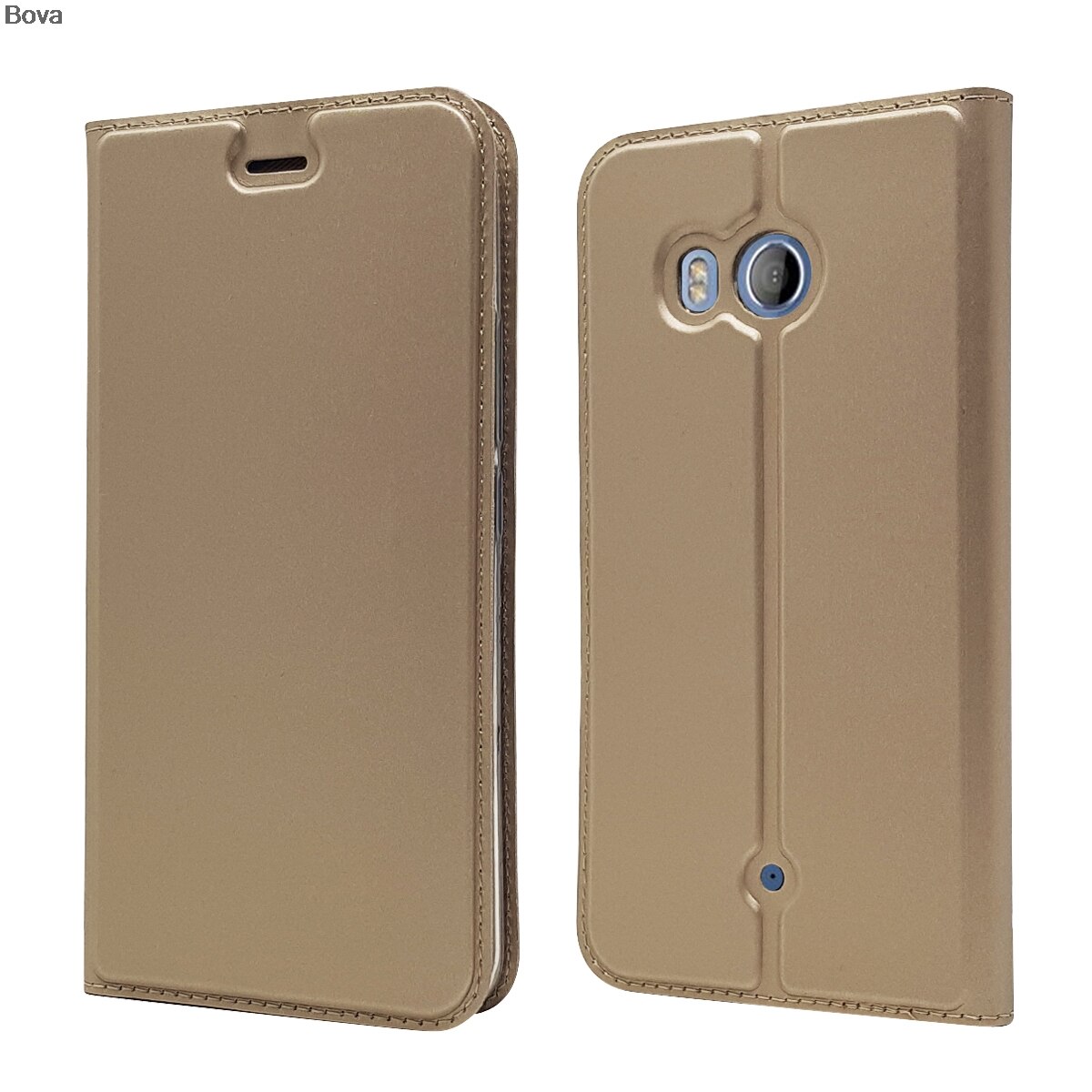 Ultra-thin Magnetic Cover Flip Case for HTC U11 Ocean with Magnetic adsorption Holster business fundas: Gold