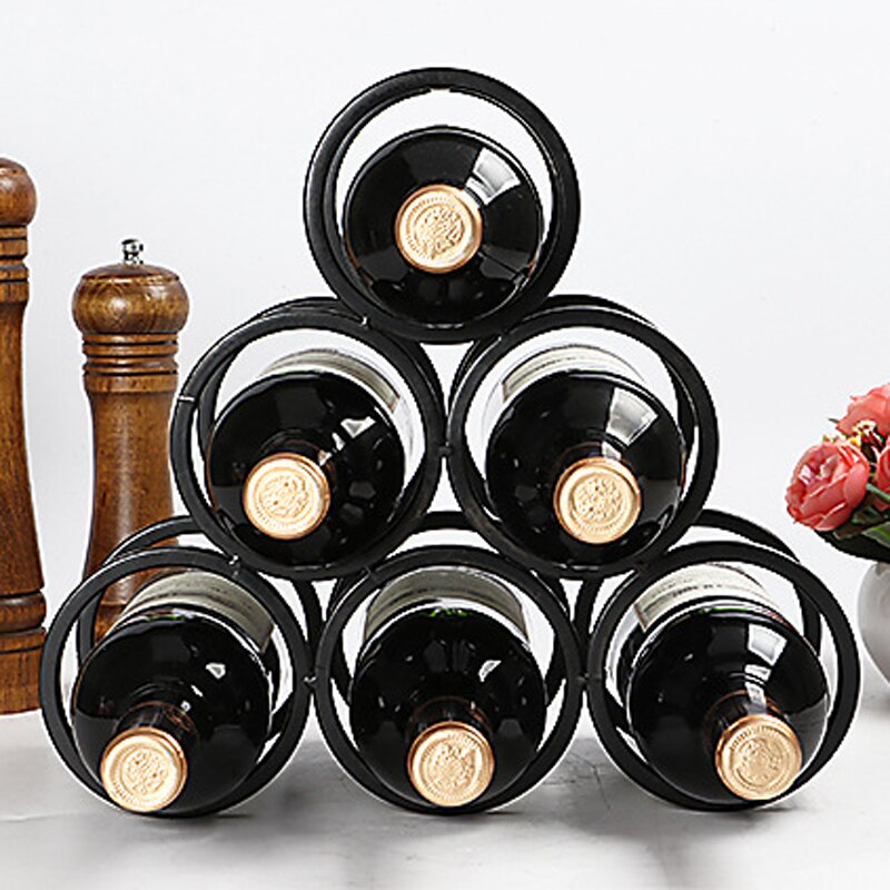 Square Tube 6 laps Iron Wine Rack Cork Container Bottle Holder Kitchen Bar Display Metal Wine Craft Handcraft Stand Bar Tools