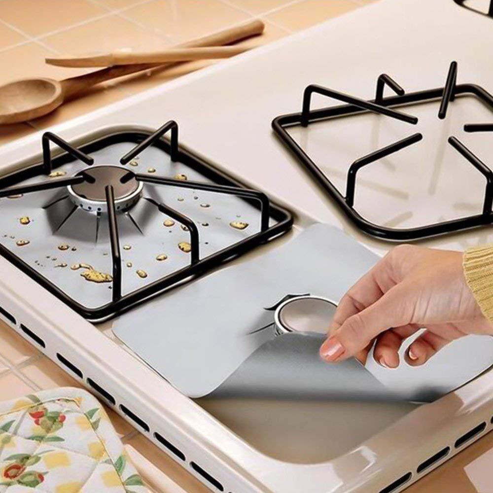 Protection pour Cuisinière à Gaz, Accessoire pour la Cuisine, Protège votre Appareil, Petit Tapis Mat, Laisse vos Feux Propres, Lot de 1, 2, 4 Pièces